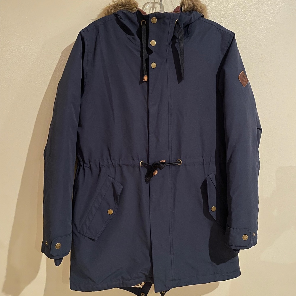 Burton Womens Saxton Parka Medium Navy Blue Used, In Good Condition
